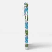 フローラシームレスパターンブルーとピンクパーソナライズされた iPhoneケース (左側面)