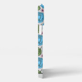 フローラシームレスパターンブルーとピンクパーソナライズされた iPhoneケース (右側面)