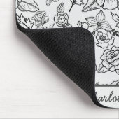 フローラシームレスパターン黒と白パーソナライズされた マウスパッド (コーナー)