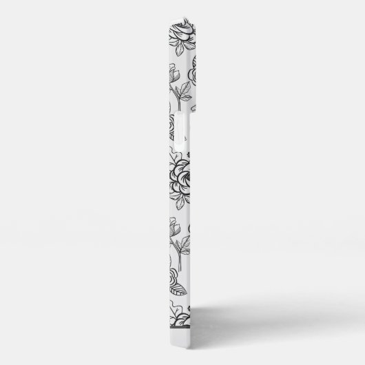 フローラシームレスパターン黒と白パーソナライズされた iPhoneケース (右側面)