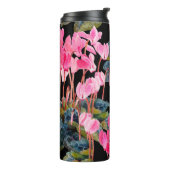 フローラシームレスパターン。～で摘出されたピンクのシクラメン タンブラー (回転左)