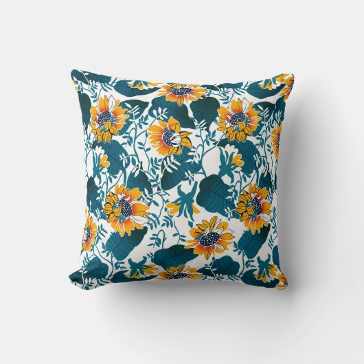 フローラシームレスパターン、アールヌーボー クッション (正面)