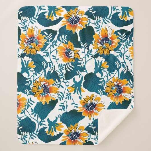 フローラシームレスパターン、アールヌーボー シェルパブランケット (正面)