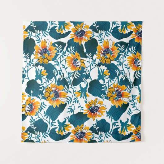 フローラシームレスパターン、アールヌーボー タペストリー (正面)