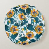 フローラシームレスパターン、アールヌーボー ラウンドクッション (裏面)