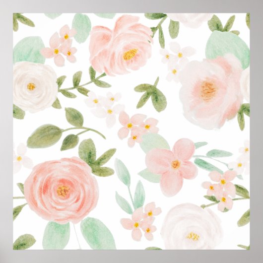 フローラシームレスパターン ポスター (正面)