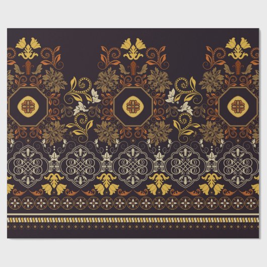 フローラシームレスパターン。ヴィンテージインディアン装飾 ラッピングペーパー (フラット)