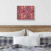 フローラシームレスパタ葉ンク花 キャンバスプリント (インサイチュ (寝室))