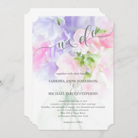 フローラシ結婚ックの甘い豆 招待状 (正面/裏面)