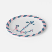 フローラシ航海のップいかりピンクブルーフラワーズロープ ペーパープレート (アングル)