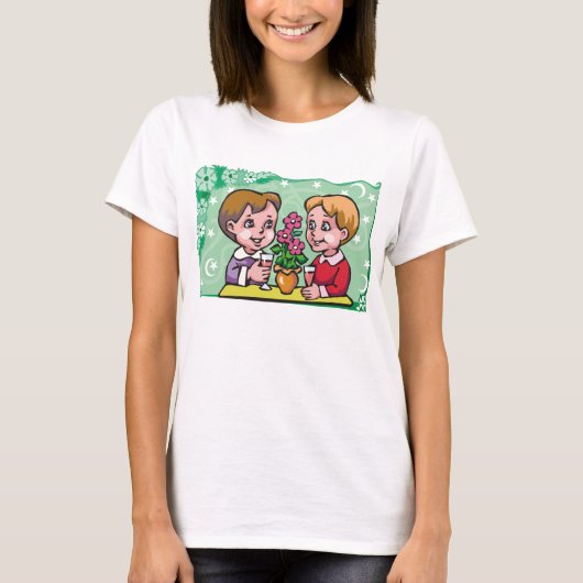フローラジェミニの双子の男の子と花 Tシャツ (正面)