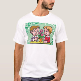 フローラジェミニの双子の男の子と花 Tシャツ