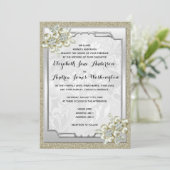 フローラジェムシルバーフレーム、金ゴールド&シルバー結婚ズ 招待状 (スタンド正面)