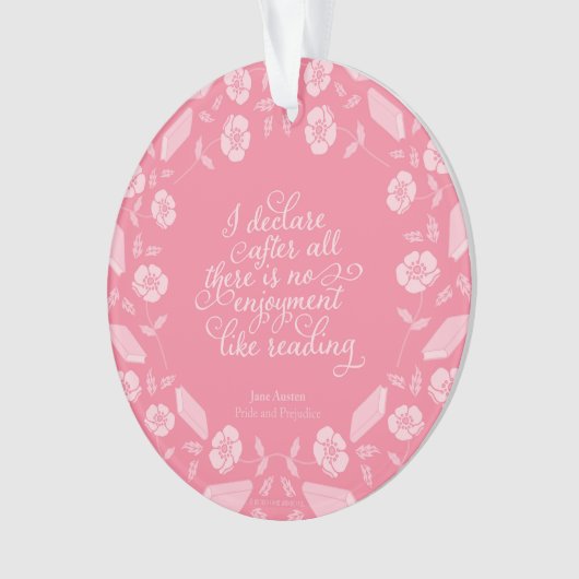フローラジェーンオースティンプライド&偏見ブックッシュ引用文 オーナメント (正面)