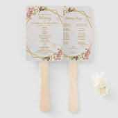 フローラジオメトリ大理石金ゴールドオーキッド結婚式 プログラム ハンドファン (正面&裏面)