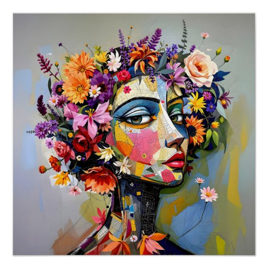 "フローラジオメトリ" – 植物学ポートレート ポスター (正面)