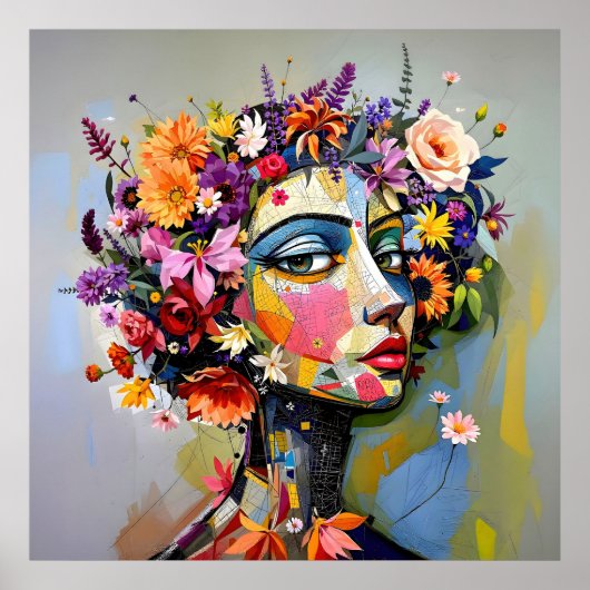 "フローラジオメトリ" – 植物学ポートレート ポスター (正面)