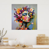 "フローラジオメトリ" – 植物学ポートレート ポスター (キッチン)