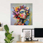 "フローラジオメトリ" – 植物学ポートレート ポスター (ホームオフィス)