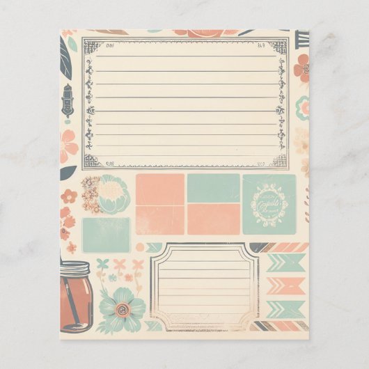 フローラジャンクジャーナルページピーチ&ティール（緑がかった色）サザン (裏面)