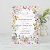 フローラジャングルサファリアニマルガールベビーシャワー 招待状 (スタンド正面)