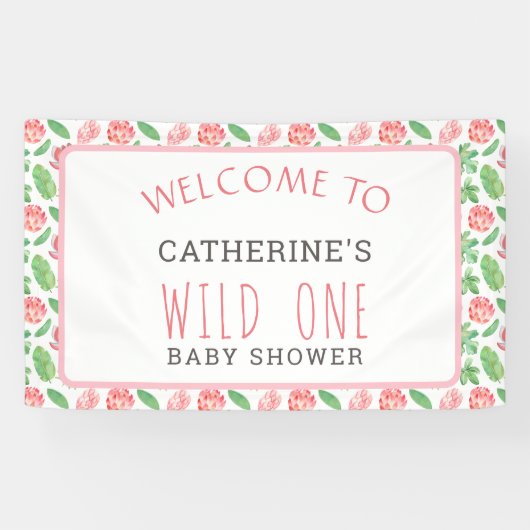 フローラジャングルサファリガールベビーシャワーウェルカム 横断幕 (横)
