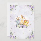 フローラジャングルサファリワイルドパーティー動物誕生日 招待状 (裏面)