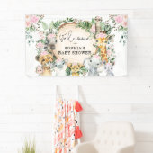 フローラジャングルサファリ動物の赤ちゃんガールウェルカム 横断幕 (インサイチュ)