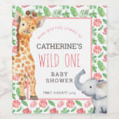 フローラジャングルサファリ赤ちゃんシャワー ワインラベル (シングルラベル)