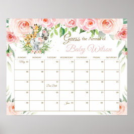 フローラジャングル動物の推測ベビーの到着ゲーム ポスター