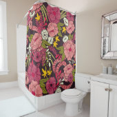 フローラジャングル，ヘビ模様の熱帯花 シャワーカーテン (インサイチュ)