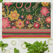 フローラジョイ引用文かわいらしストライプトンフライ キッチンタオル (折り畳み)