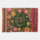 フローラジョイ引用文かわいらしストライプトンフライ キッチンタオル (横)