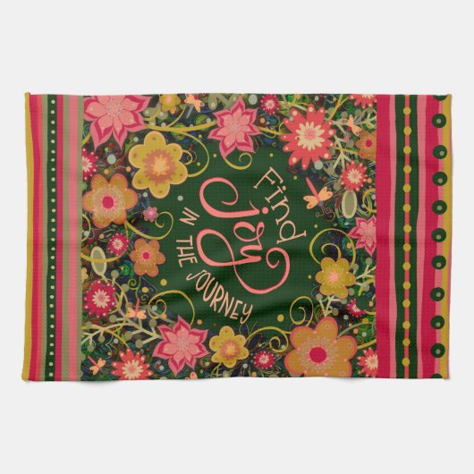 フローラジョイ引用文かわいらしストライプトンフライ キッチンタオル (横)