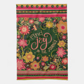 フローラジョイ引用文かわいらしストライプトンフライ キッチンタオル (縦)