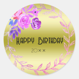 フローラジョイ：ハッピーバースデーラウンドステッカー ラウンドシール