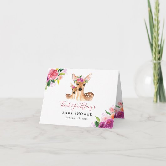 フローラスイートディアママとベビーベビーシャワー サンキューカード (正面)