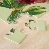 フローラスイートピーズピンクレッドイエローグレーブーケ ジグソーパズル (側面)