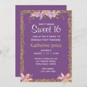 フローラスウィート16バースデーパーティ招待状 招待状 (正面/裏面)