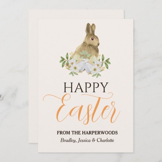 フローラスエレガントクリプト復活祭ファミリーイースターバニー シーズンカード (正面/裏面)