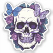 フローラスカルと蝶 シール (正面)