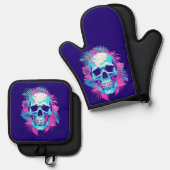 フローラスカルの気化波スタイル 鍋つかみ&鍋敷きセット (正面/裏面)