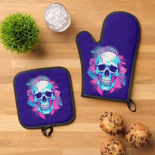 フローラスカルの気化波スタイル 鍋つかみ&鍋敷きセット (トップダウン)