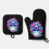 フローラスカルの気化波スタイル 鍋つかみ&鍋敷きセット (正面)