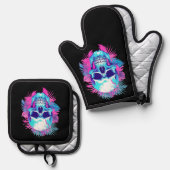 フローラスカルの気化波スタイル 鍋つかみ&鍋敷きセット (正面/裏面)