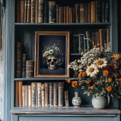 フローラスカルアート – ヴィンテージスタイルゴシック ポスター