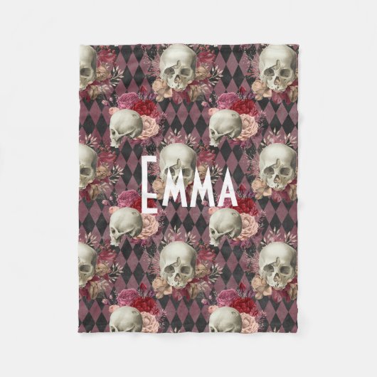 フローラスカルカスタム フリースブランケット (正面)