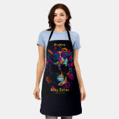 フローラスカルカラフルタトゥーアーティスト社員 エプロン (着用した状態)