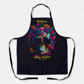 フローラスカルカラフルタトゥーアーティスト社員 エプロン (正面)