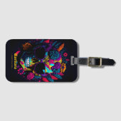 フローラスカルカラフルレトロスタイリッシュタトゥーアーティスト ラゲッジタグ (正面横)